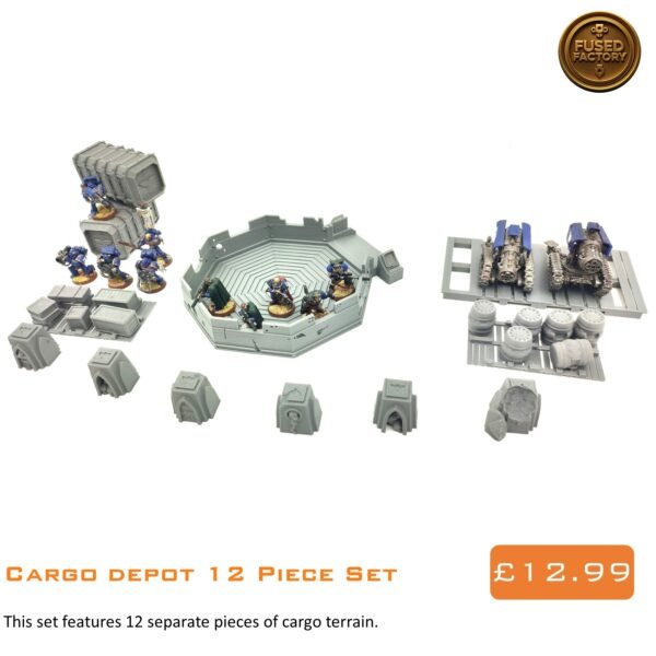 Cargo Depot 12 Piece Buildings & Walls Set For Wargaming