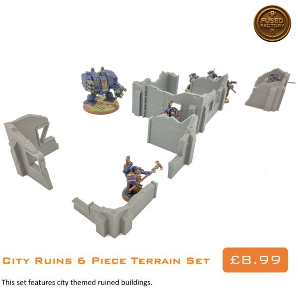 City Ruins 6 Piece Buildings & Walls Set For Wargaming