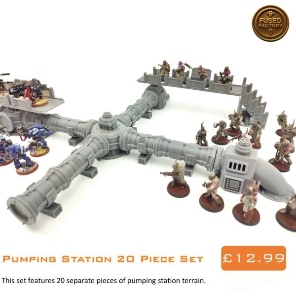 Pumping Station 20 Piece Buildings & Walls Set For Wargaming