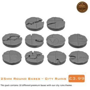 25mmRoundCityBase1 25mm Round Bases City Ruins For Warhammer 40K, Age of Sigmar Wargaming