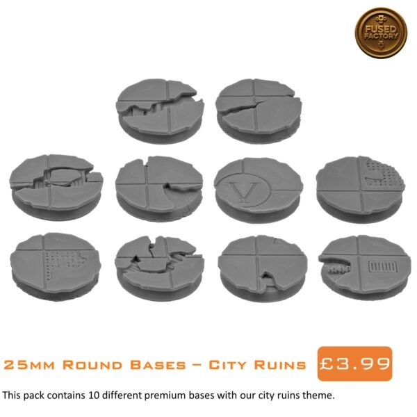 25mm Round Bases City Ruins For Warhammer 40K, Age of Sigmar Wargaming