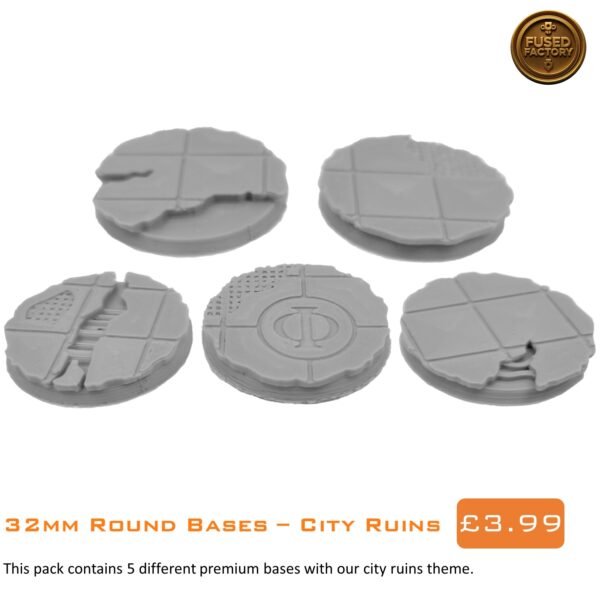 32mm Round Bases City Ruins For Warhammer 40K, Age of Sigmar Wargaming